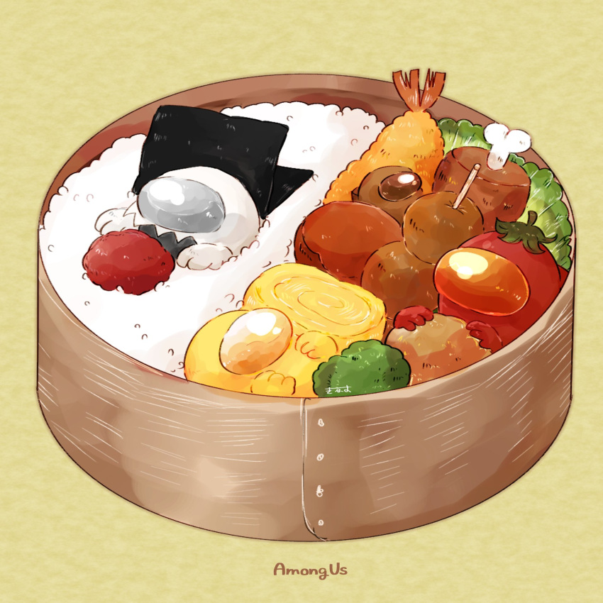 4others, among_us, artist_name, bento, boned_meat, brown_(among_us), commentary, copyright_name
