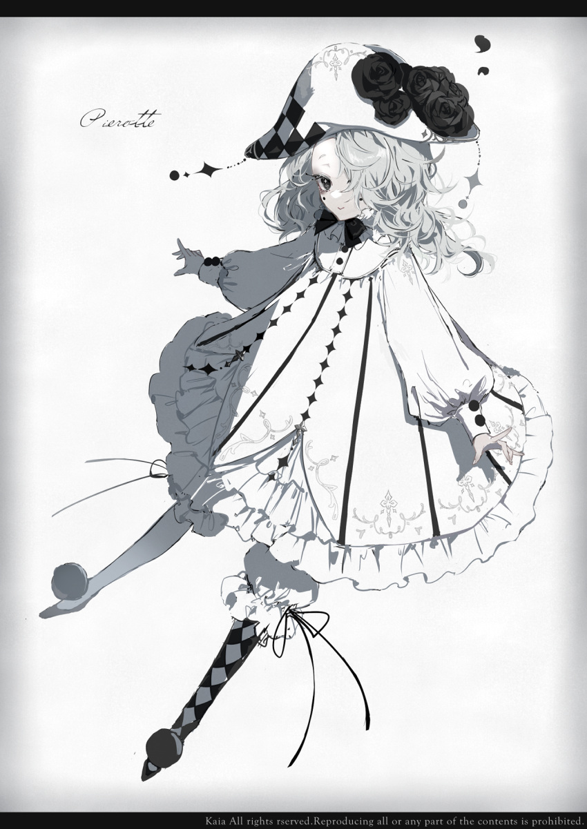 1girl, 81kaia, bangs, black_border, black_eyes, border, closed_mouth, colored_skin