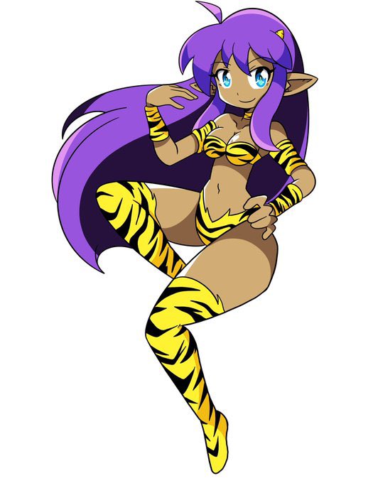 blue_eyes, datwondoude, full_body, long_hair, midriff, pointy_ears, purple_hair, shantae