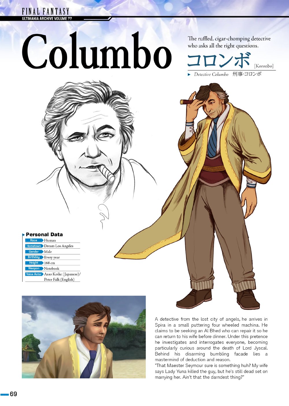 1boy, blue_necktie, brown_footwear, cigar, coat, columbo, columbo_(detective), daisyspiers