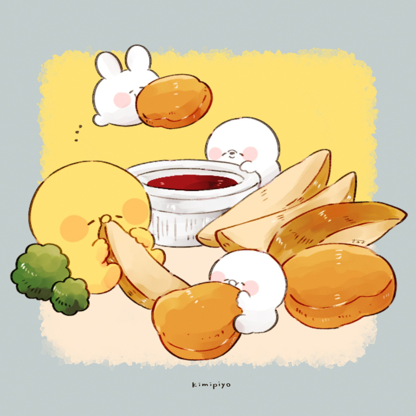 4others, artist_name, bird, blush_stickers, border, character_name, chick, chicken