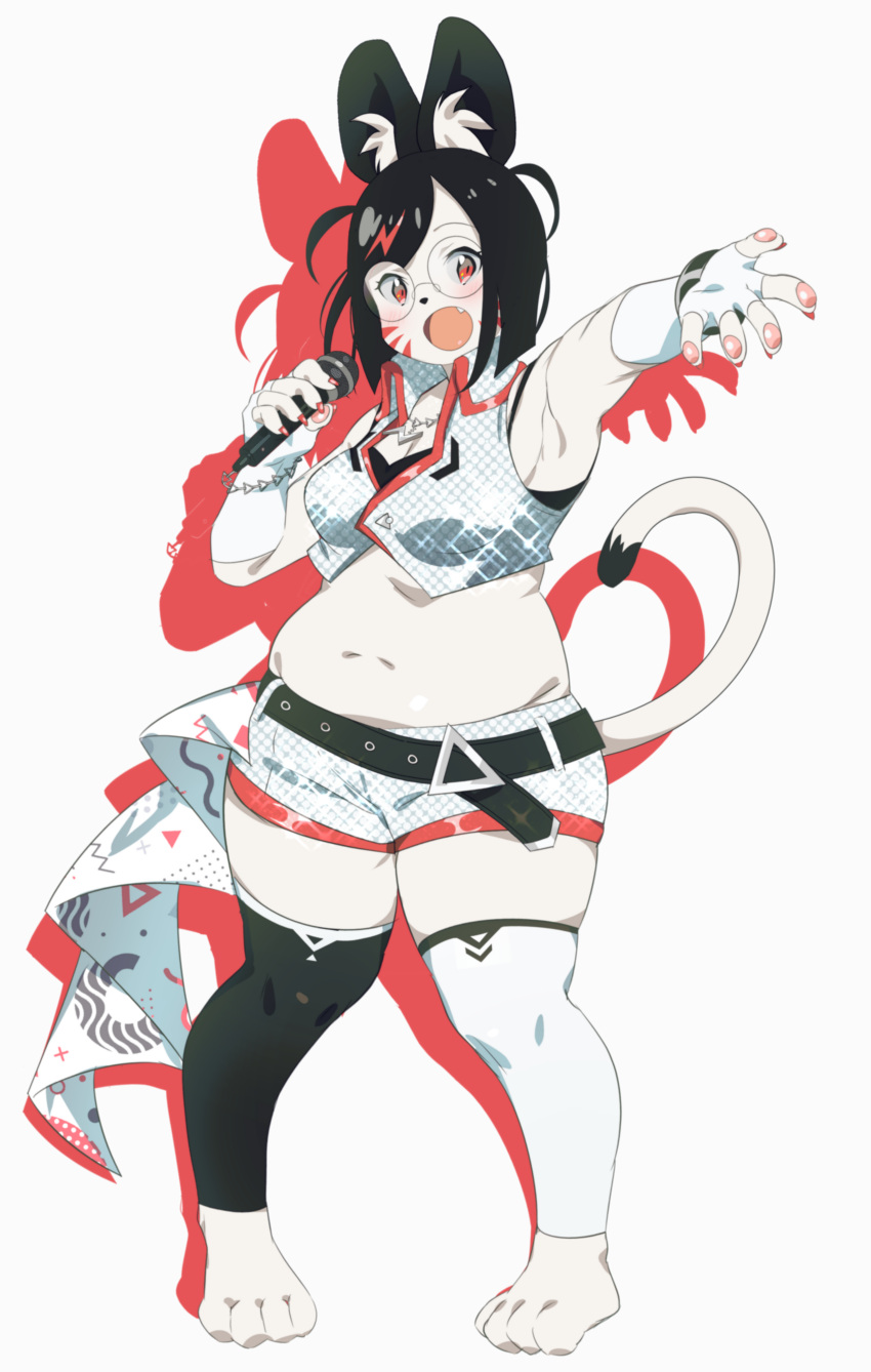 1girl, absurdres, animal_ears, animal_hands, cat_ears, furry, furry_female, glasses