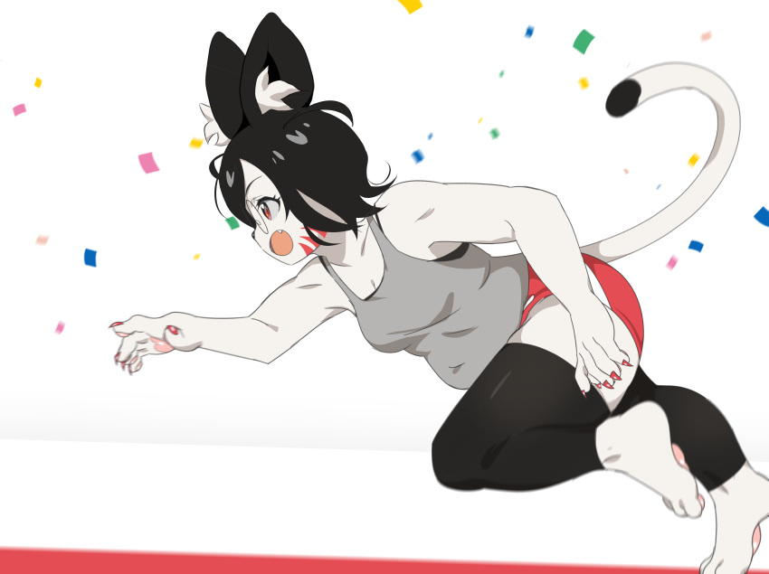 1girl, absurdres, animal_ears, animal_hands, casual, cat_ears, from_side, furry
