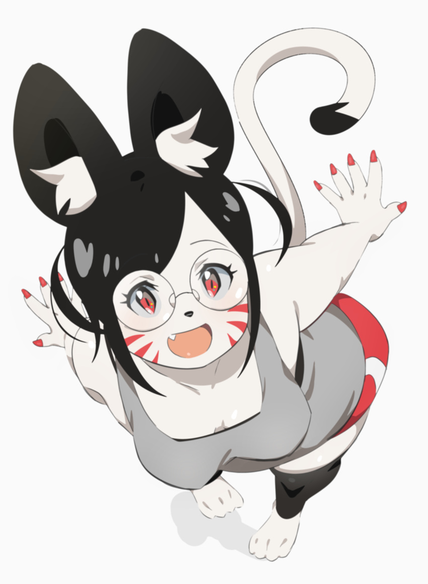 1girl, absurdres, animal_ears, animal_hands, blush, cat_ears, from_above, furry
