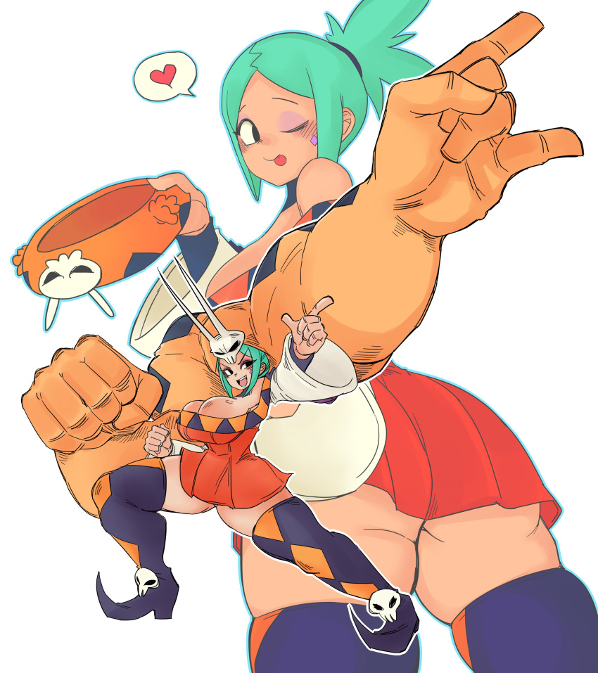 1girl, absurdres, ass, bamman, black_eyes, boots, breasts, cerebella_(skullgirls)