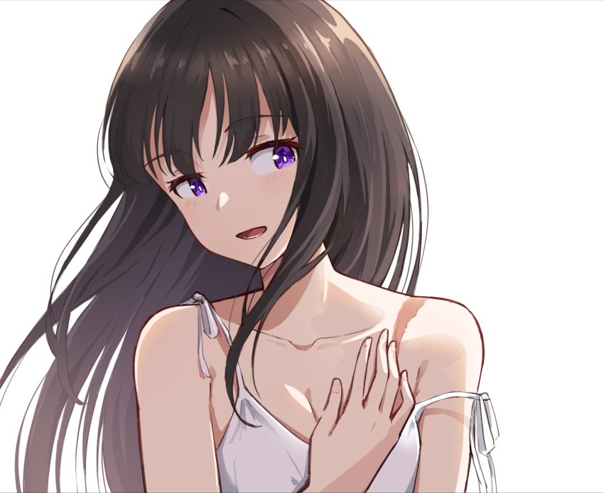 1girl, black_hair, dress, hand_on_own_chest, highres, inoue_takina, kooeiatd111020, long_hair