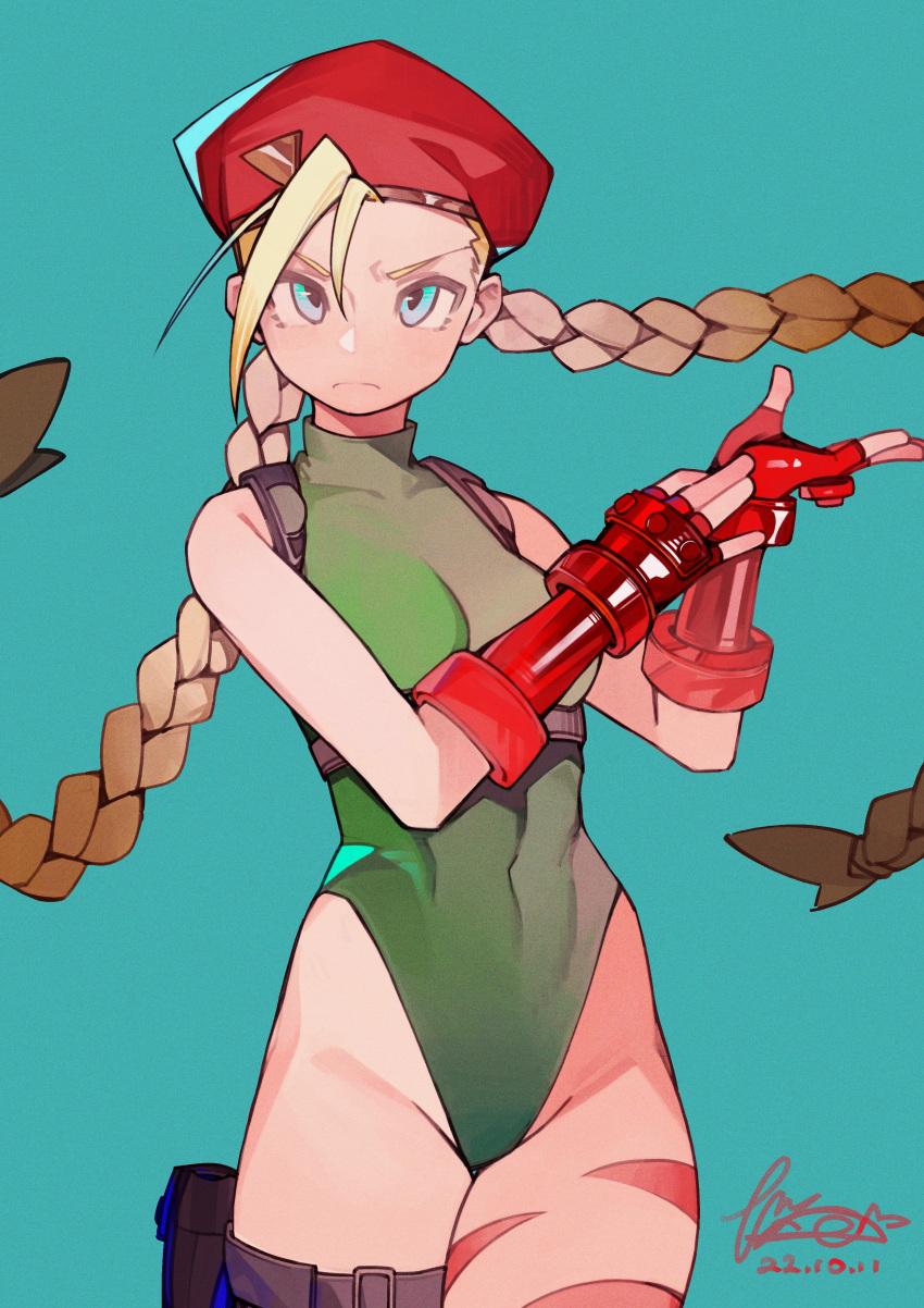 1girl, abs, absurdres, adjusting_clothes, adjusting_gloves, beret, blonde_hair, blue_eyes