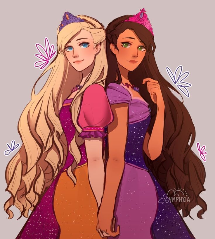 2girls, alexa_(barbie), barbie_(character), barbie_(franchise), barbie_and_the_diamond_castle, barbie_movies, blonde_hair, blue_eyes