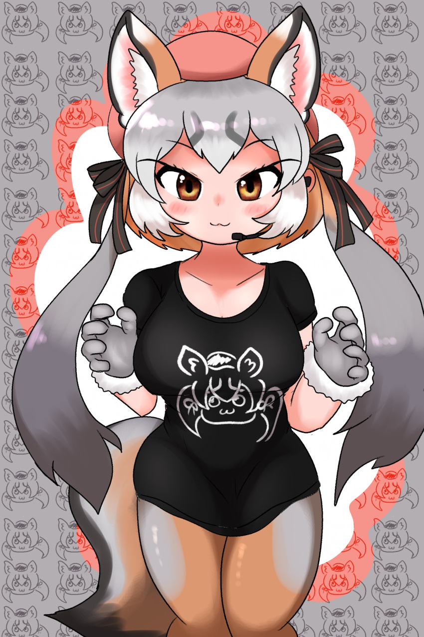 1girl, absurdres, animal_costume, animal_ear_fluff, animal_ears, extra_ears, fox_ears, fox_girl