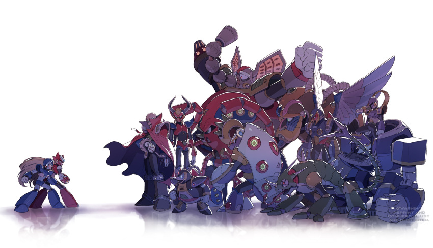 absurdres, android, animal_ears, armor, armored_armadillo_(mega_man), artificial_eye, bald, big_nose