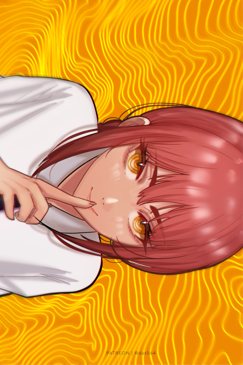 1girl, absurdres, alternate_eye_color, artist_name, bangs, black_necktie, blurry, braid