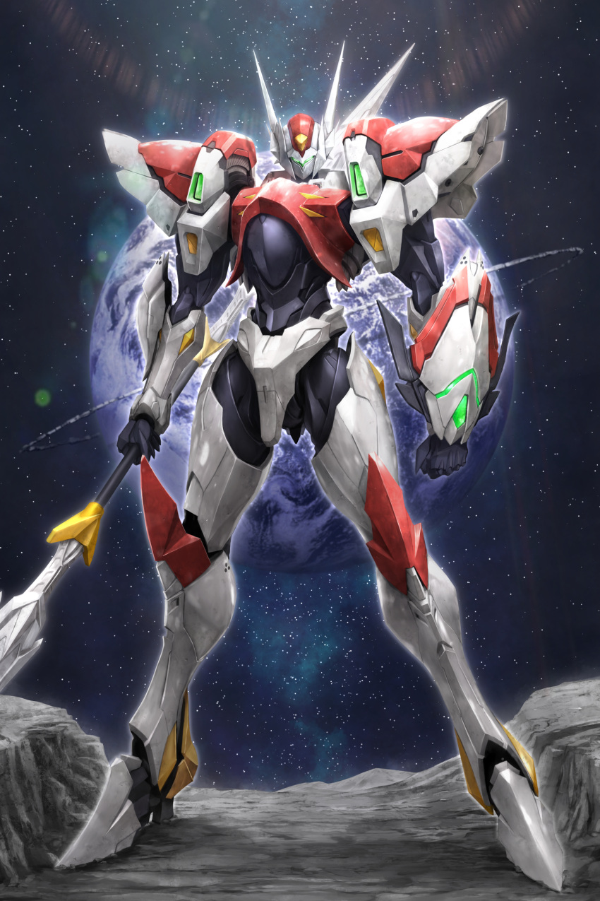 absurdres, armor, d-boy, earth_(planet), exoskeleton, highres, holding, holding_weapon