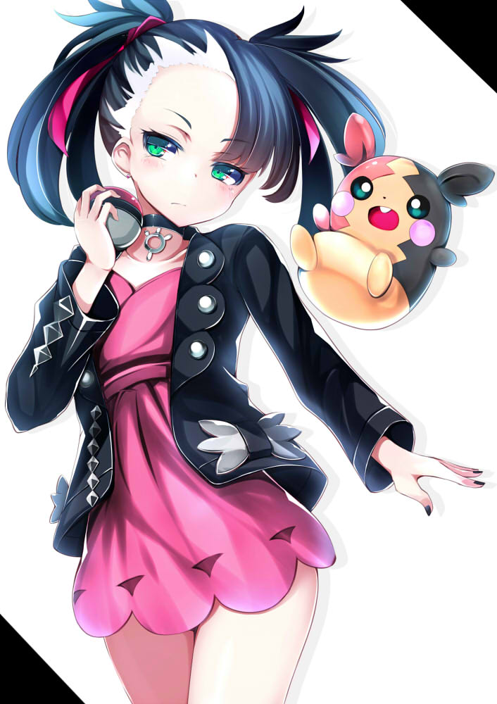 1girl, aqua_eyes, asymmetrical_hair, black_choker, black_hair, black_jacket, black_nails, choker