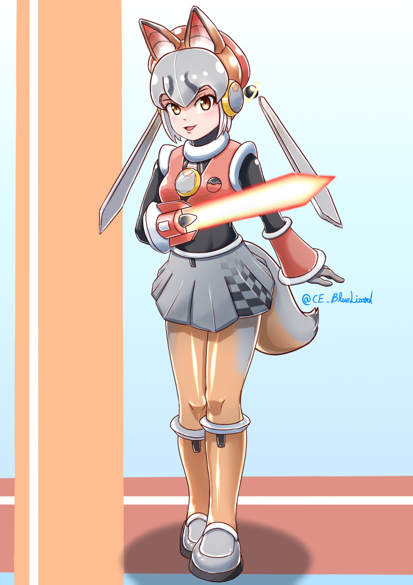 1girl, absurdres, animal_costume, animal_ears, ce_bluelizard, extra_ears, fox_ears, fox_girl