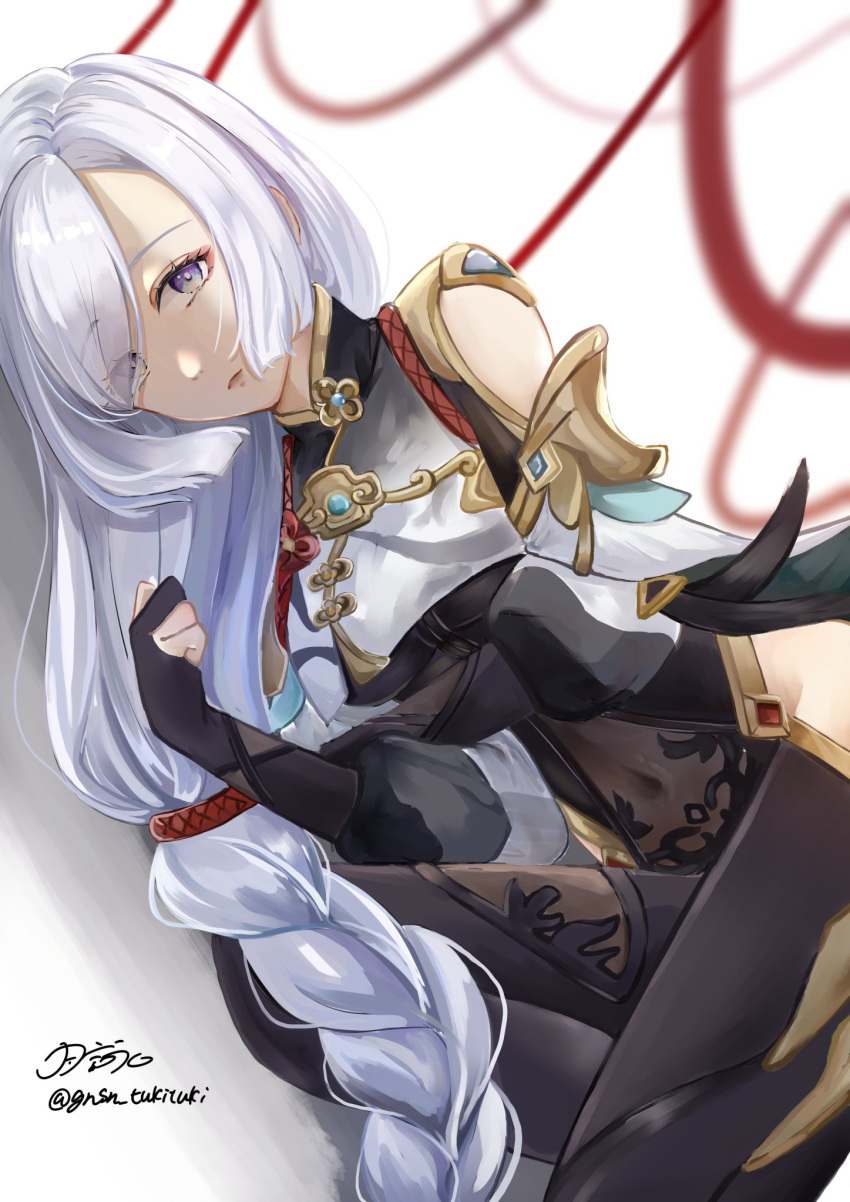 1girl, bangs, black_gloves, black_pantyhose, braid, braided_ponytail, breasts, chinese_clothes