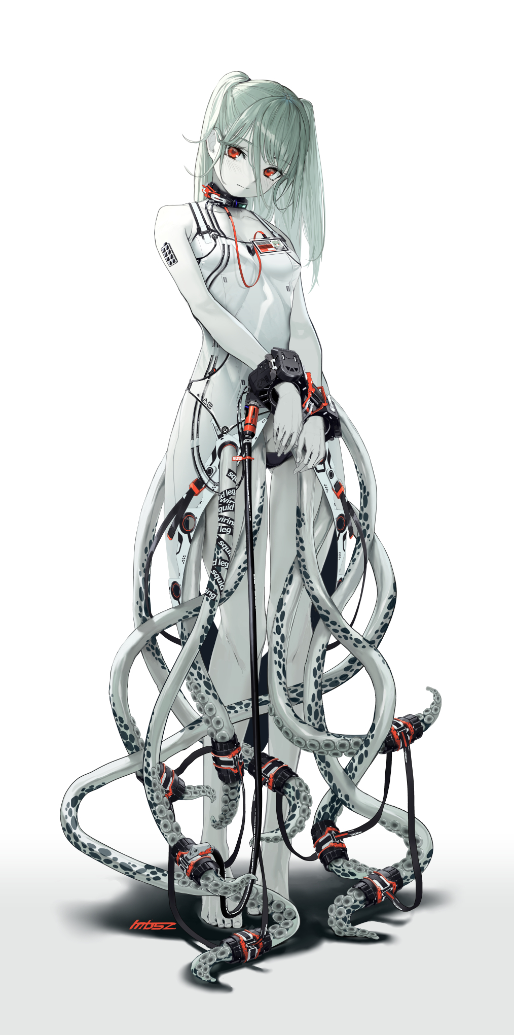 1girl, bare_legs, barefoot, bdsm, blush, bondage, bound, bound_wrists