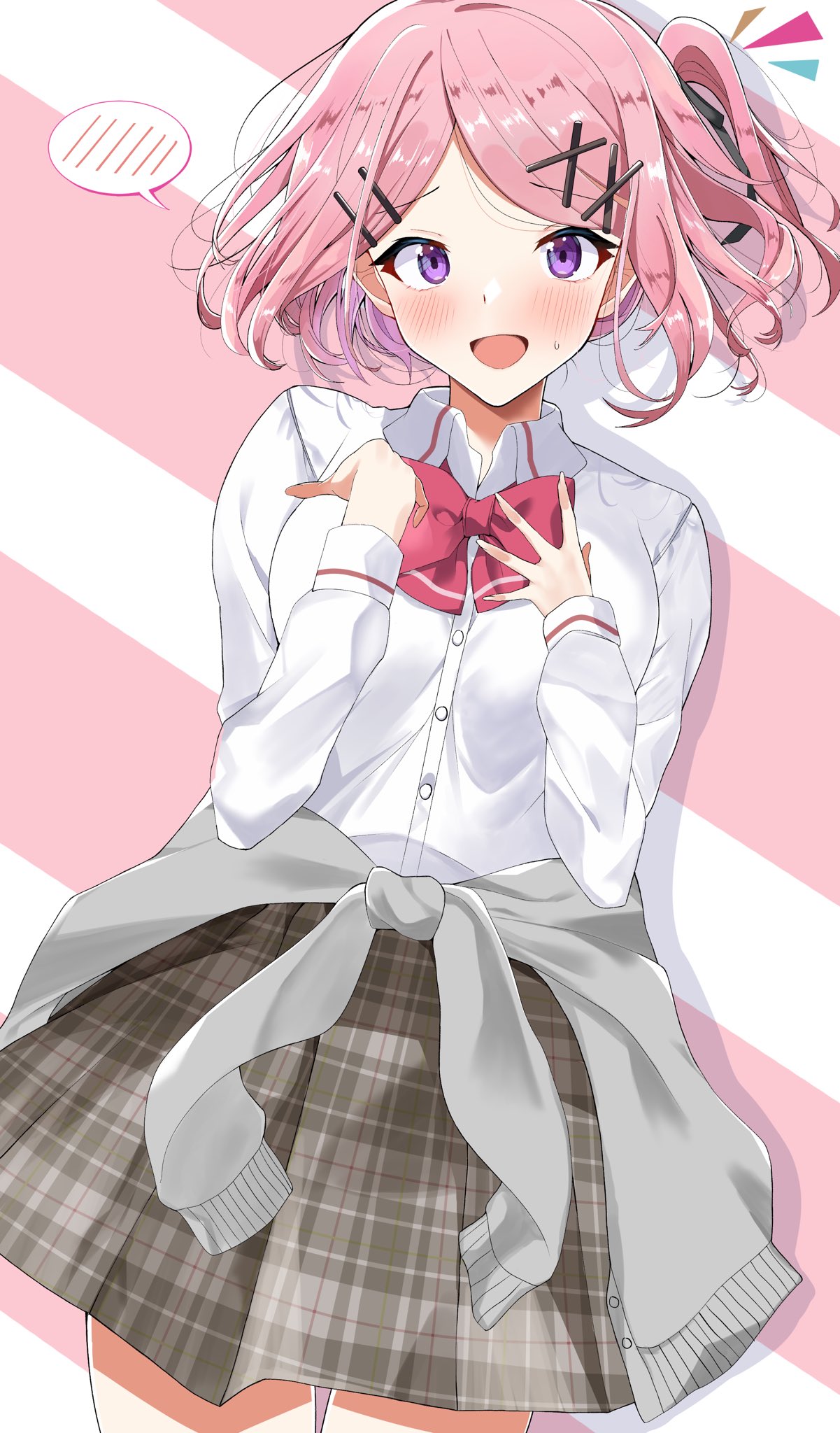 1girl, alternate_hairstyle, amaori_renako, blush, clothes_around_waist, hair_ornament, highres, ozawa_sayori
