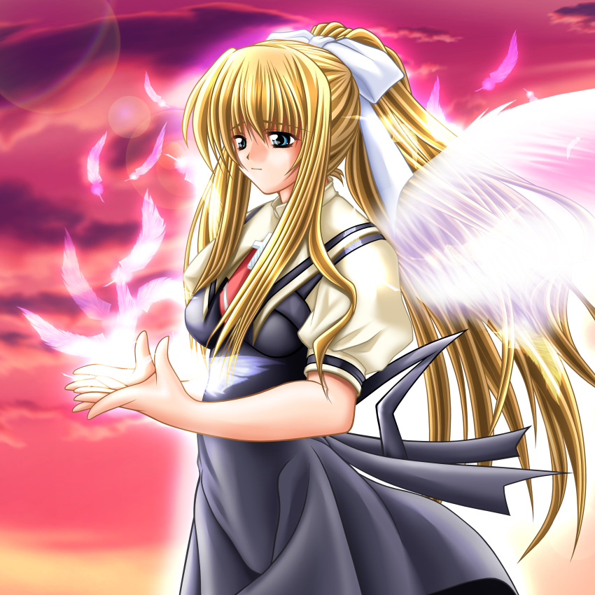 air, kamio_misuzu, sea_lounge_garden, seifuku, sky_lounge_garden, tomoya_kankurou, wings