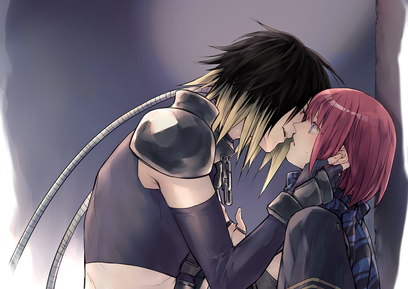 1boy, 1girl, albel_nox, blonde_hair, brown_hair, fingerless_gloves, gloves, grel_(r6hgvu5)