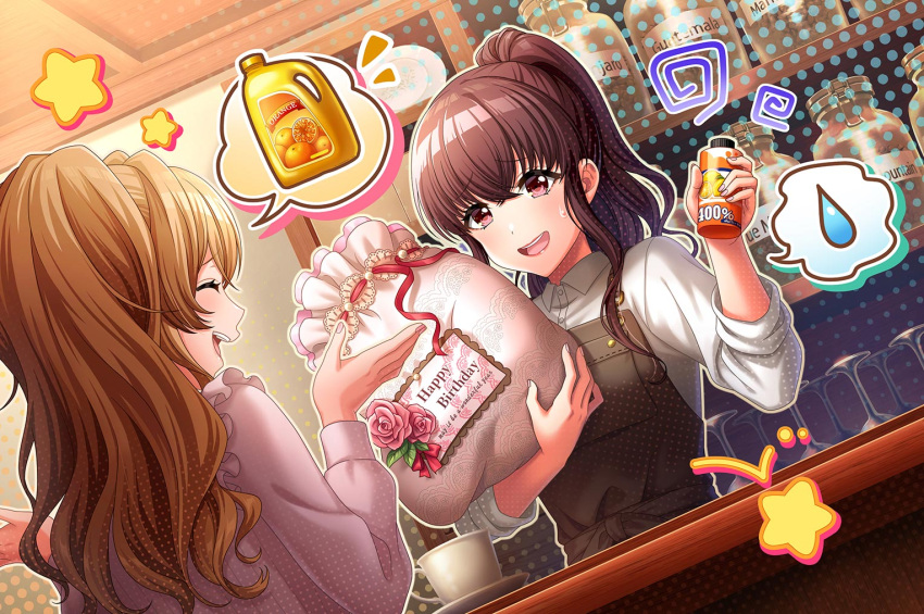 amano_airi, blush, brown_hair, d4dj, dress, long_hair, smile