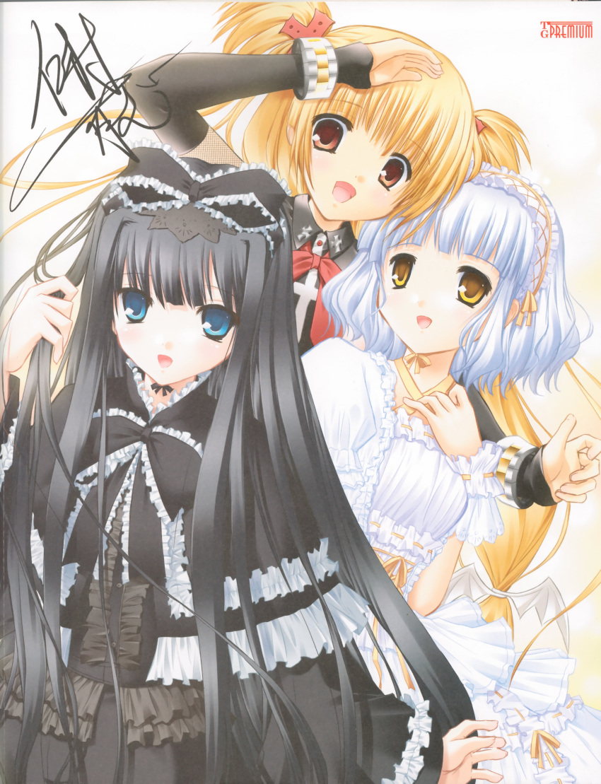 absurdres, highres, karen_(triptych), lolita_fashion, maya, maya_(triptych), miu_(triptych), multiple_girls