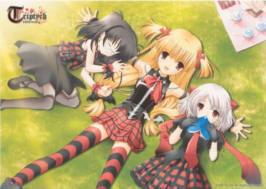 karen_(triptych), lolita_fashion, natsuki, nimura_yuuji, riona, thigh-highs, triptych