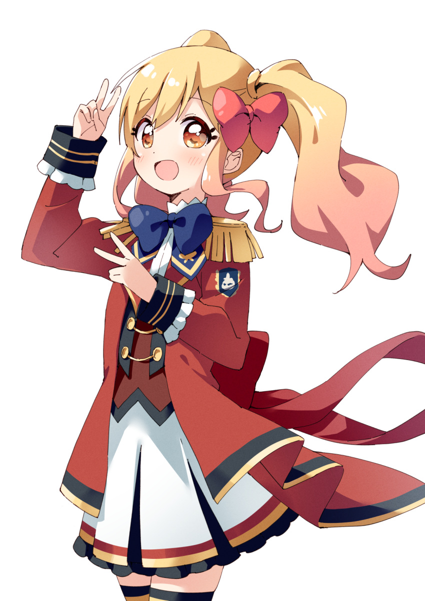1girl, aikatsu!_(series), aikatsu_stars!, bangs, blonde_hair, blue_bow, blush, bow