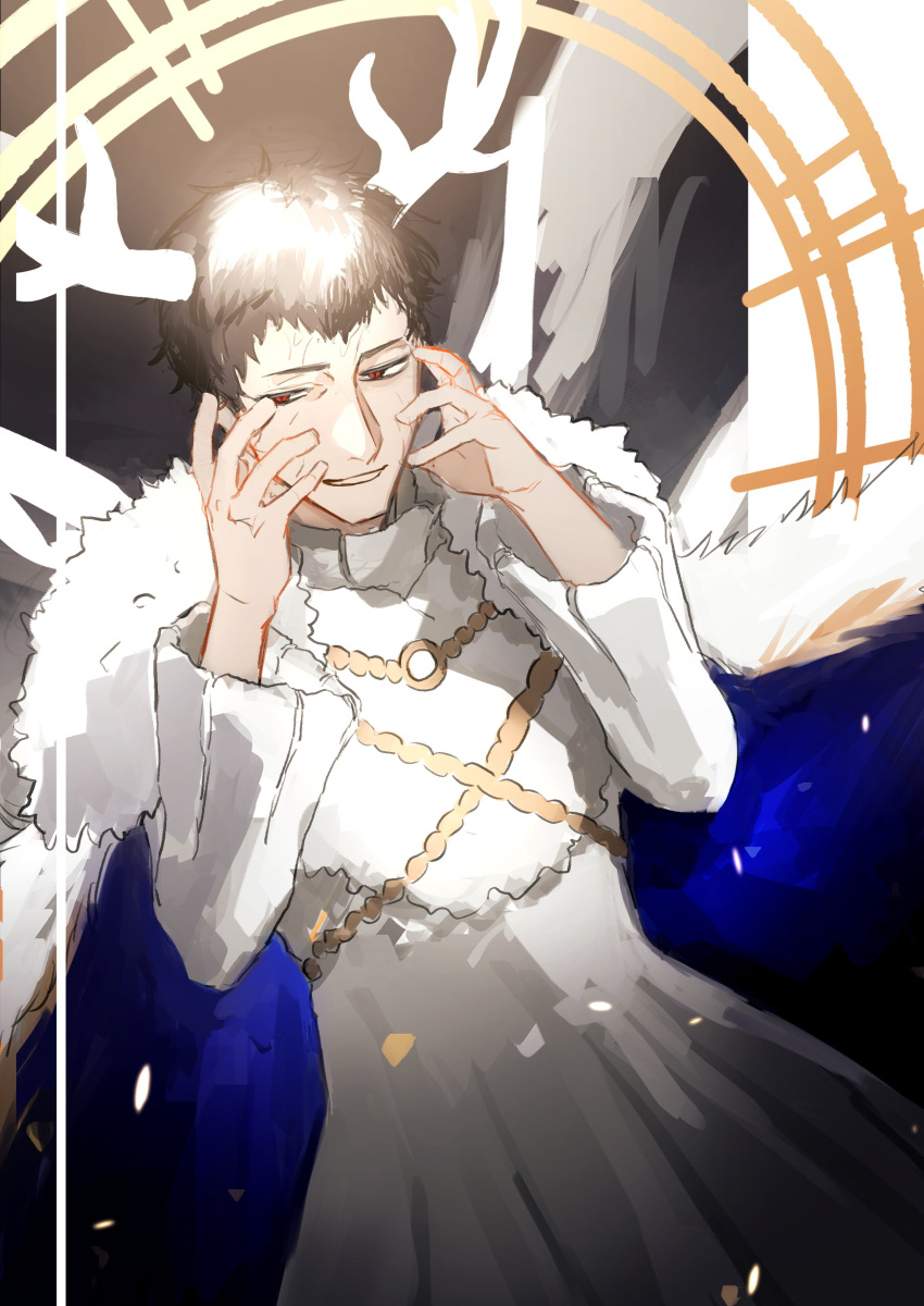 absurdres, angel_wings, antlers, black_clover, black_hair, fur, fur_trim, gen_me