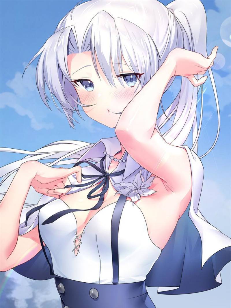 1girl, blue_eyes, blush, breasts, flower, long_hair, looking_at_viewer, mk-li_zhiheng