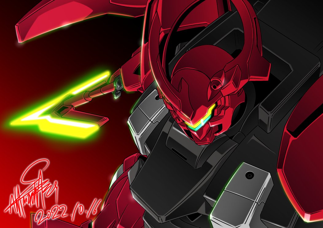 antennae, assault_visor, darilbalde, energy_spear, gundam, gundam_suisei_no_majo, holding, holding_polearm
