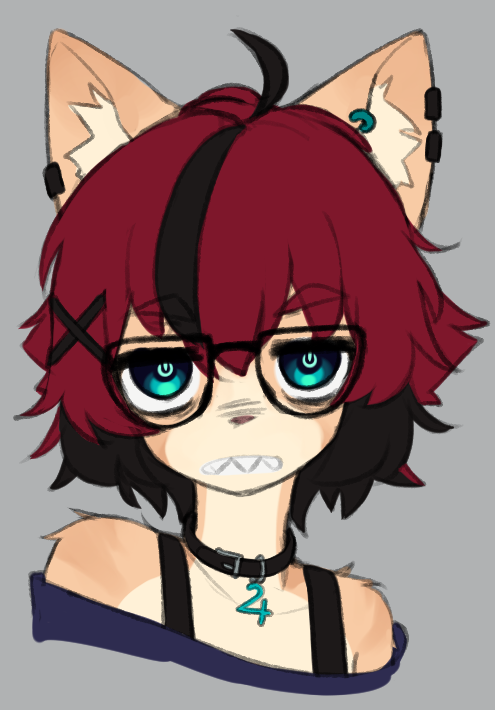 1girl, aeiou_(yoako), ahoge, animal_ear_fluff, animal_ears, animal_nose, bags_under_eyes, bangs