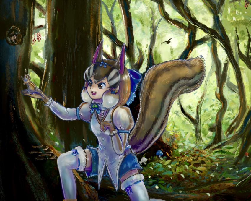 1girl, animal_costume, animal_ear_fluff, animal_ears, bow, bowtie, brown_eyes, brown_hair