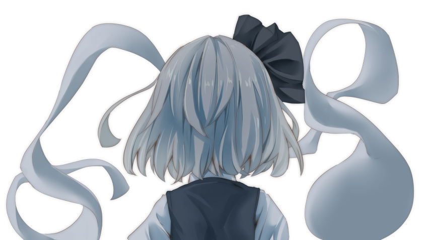 1girl, back, black_bow, black_hairband, bob_cut, bow, bow_hairband, close-up