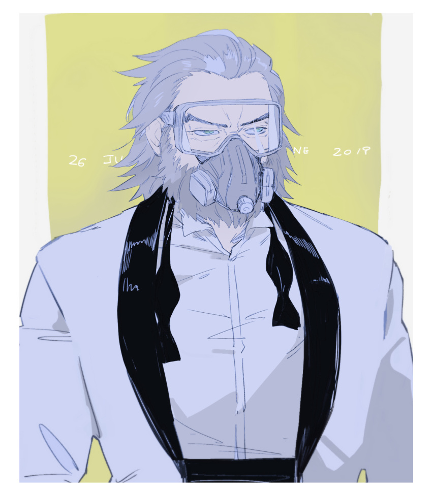 1boy, alternate_costume, animification, apex_legends, beard, black_bow, black_bowtie, border