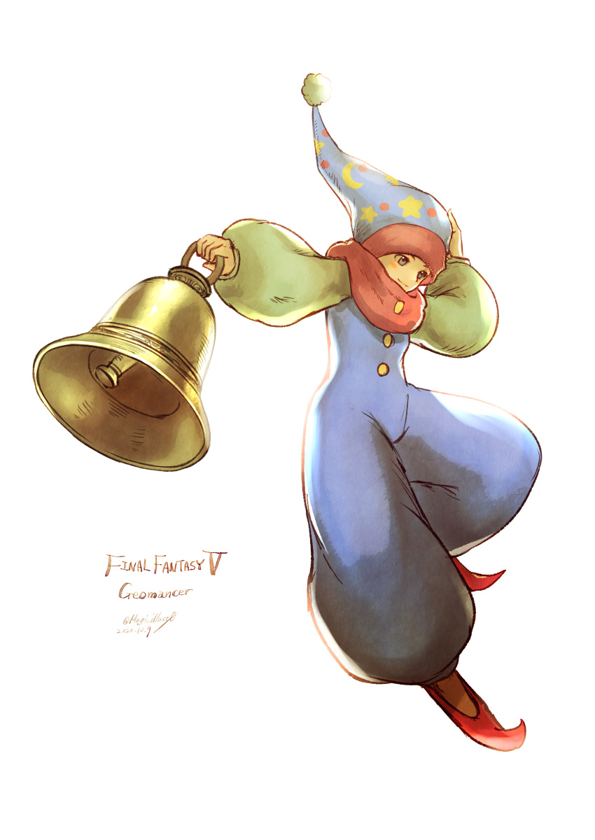 1girl, absurdres, baggy_pants, bell, final_fantasy, final_fantasy_v, geomancer_(final_fantasy), hat