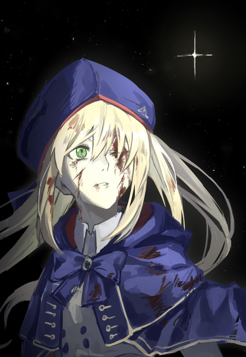 1girl, absurdres, artoria_caster_(fate), artoria_caster_(second_ascension)_(fate), artoria_pendragon_(fate), beret, blonde_hair, blood