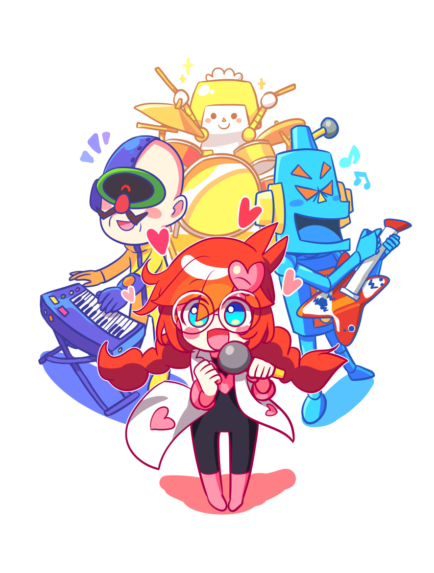 absurdres, chibi, doris_1_(warioware), dr._crygor, highres, mike_(warioware), offbeat, penny_crygor
