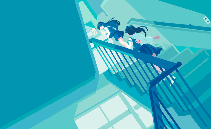 2girls, absurdres, animal_keychain, ankle_socks, aqua_theme, bag, bare_legs, bear