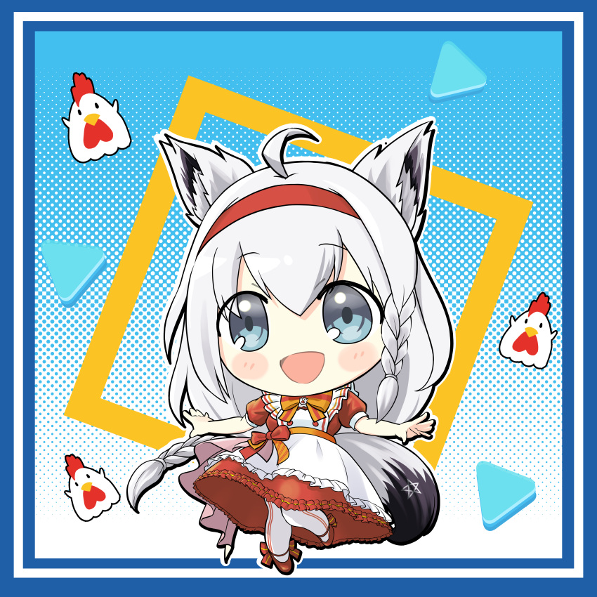 absurdres, ahoge, animal_ear_fluff, animal_ears, bangs, blush, border, braid