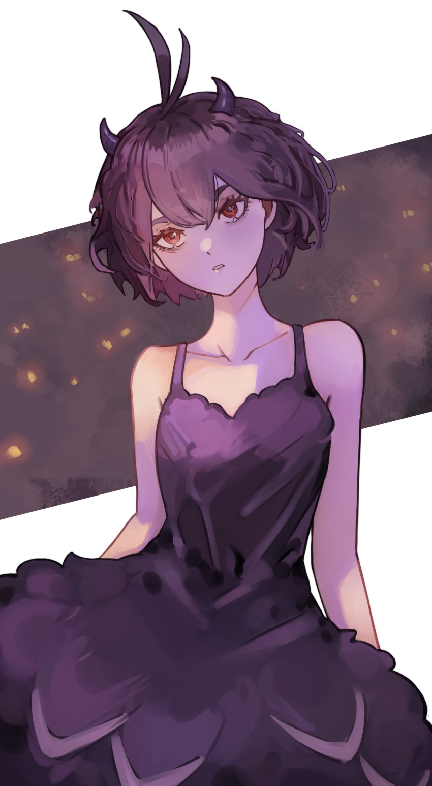 absurdres, ahoge, antenna_hair, black_clover, black_dress, black_hair, dress, highres