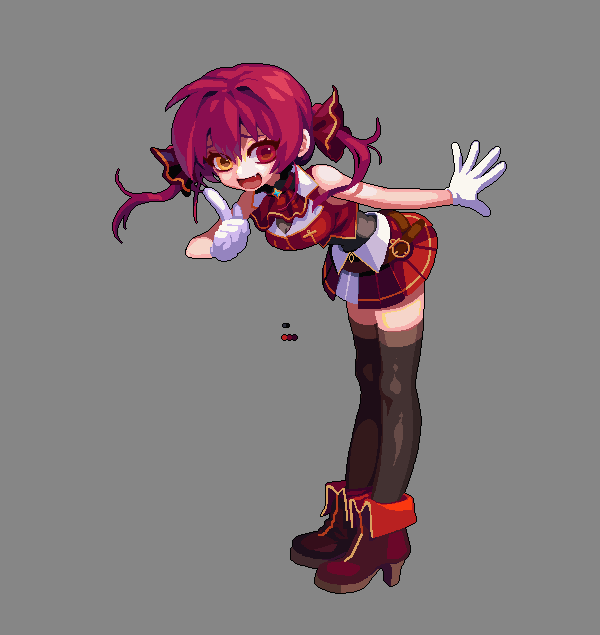 ascot, belt, black_ribbon, black_thighhighs, brown_belt, commentary_request, full_body, gloves