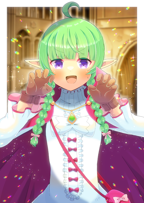 1girl, :d, ahoge, bag, bangs, blunt_bangs, blurry, blurry_background