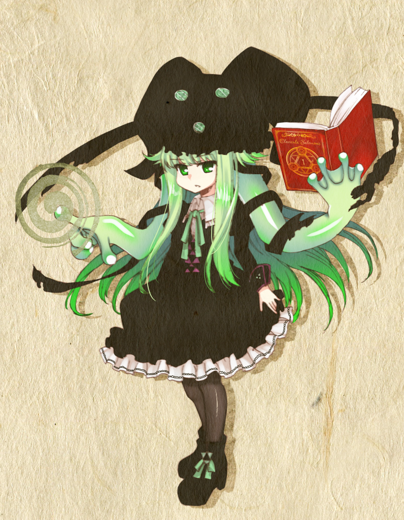 1girl, anmita_(rarutos), black_dress, black_footwear, black_headwear, book_of_star_mythology, collared_shirt, dress