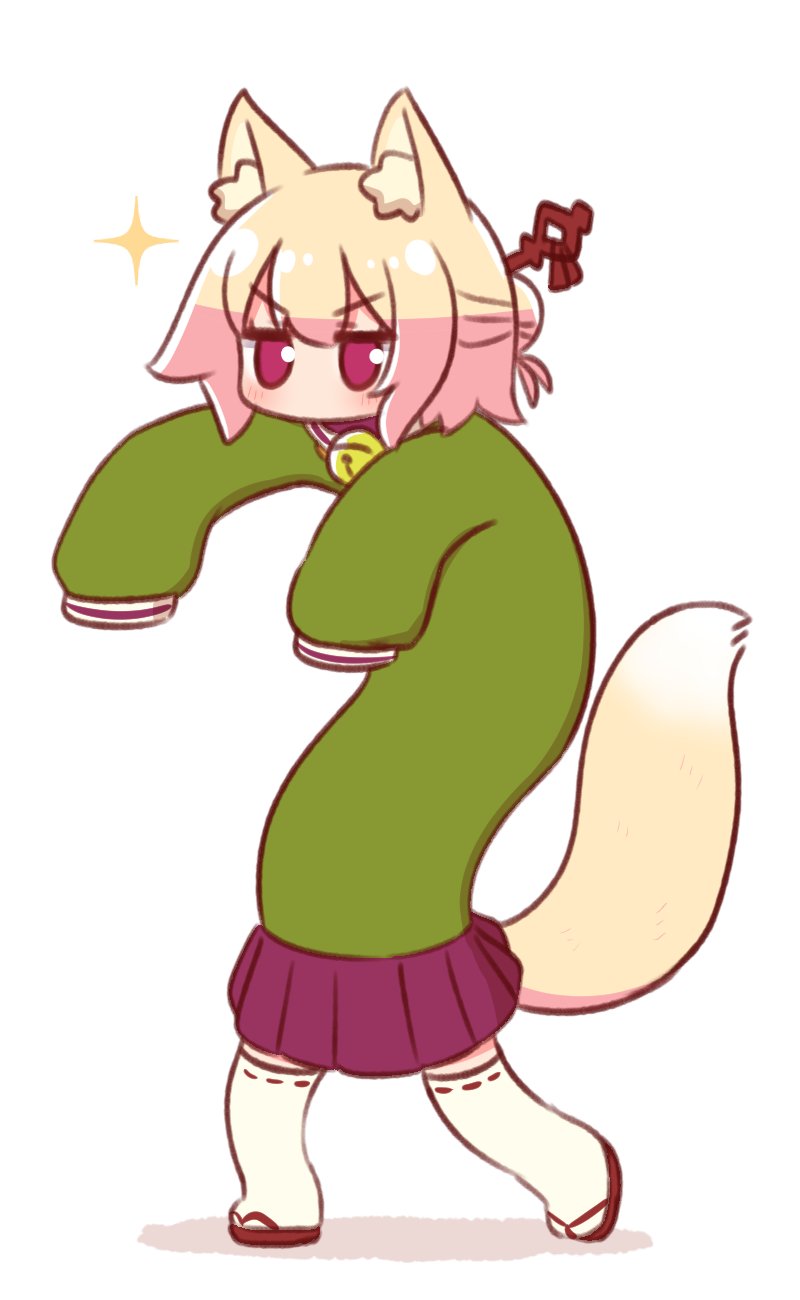 animal_ears, bell, brown_collar, collar, fox_ears, fox_girl, fox_tail, full_body