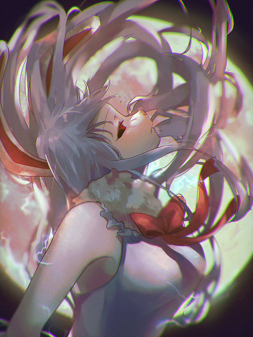 1girl, absurdres, animal_ears, breasts, carrot_(one_piece), dress, electricity, from_side