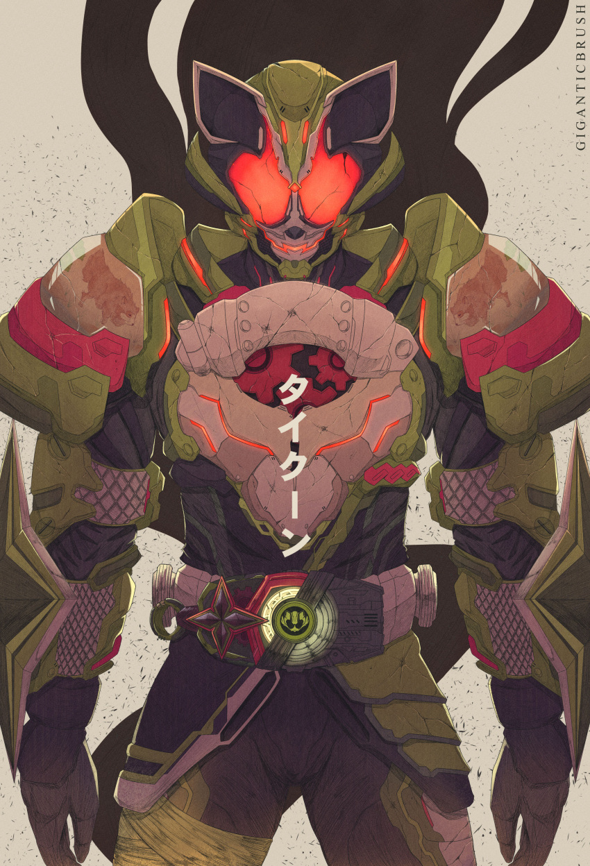 1boy, absurdres, animal_ears, armor, desire_driver, driver_(kamen_rider), full_body, gears