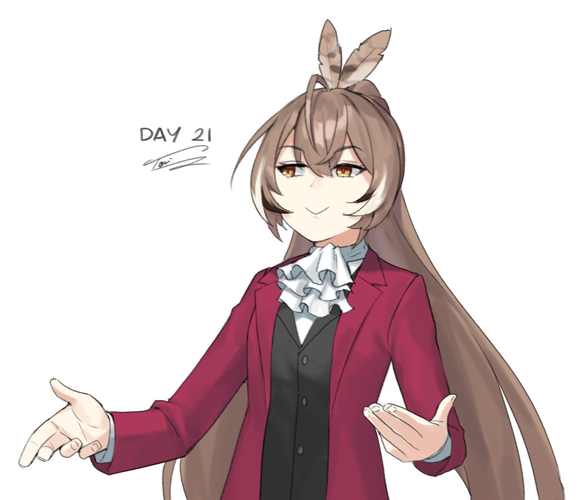 1girl, ace_attorney, ahoge, brown_eyes, brown_hair, cosplay, dasdokter, dress_shirt