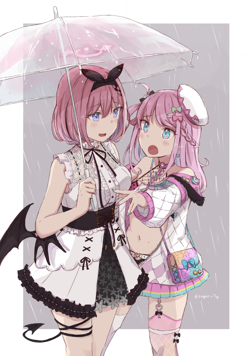 2girls, absurdres, hair_ornament, highres, jacket, long_hair, looking_at_viewer, multicolored_hair