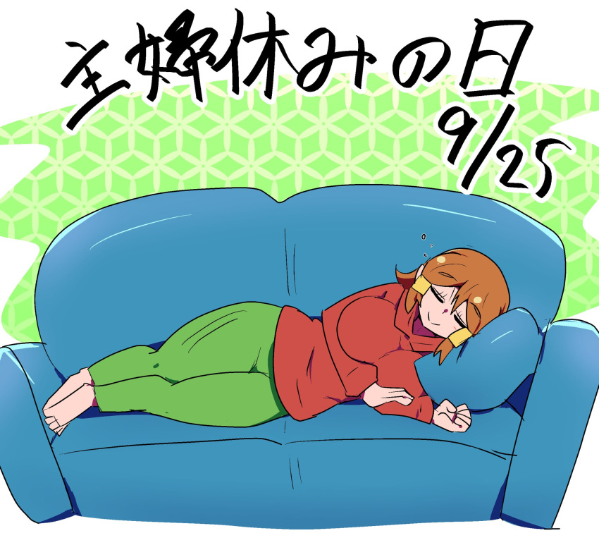 5-volt, chicken-rib, closed_eyes, closed_mouth, couch, highres, on_couch, short_hair, sleeping, solo, warioware