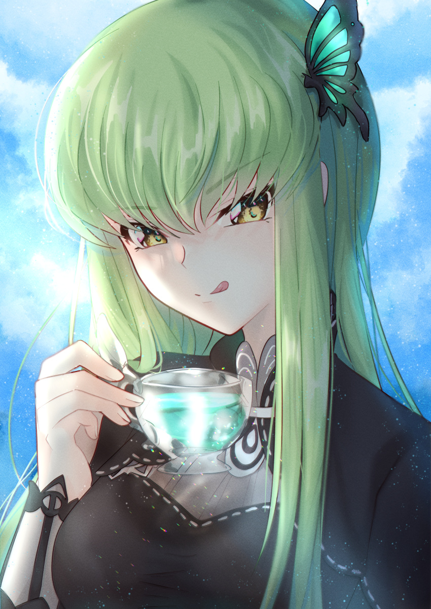 1girl, :q, absurdres, bangs, budgiepon, c.c., code_geass, cosplay